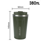 Thermo Cafe Coffee Mug Car Thermos Mug 380/510ML Leak_Proof Travel Thermo Cup for Tea Water Coffee Double Stainless Steel